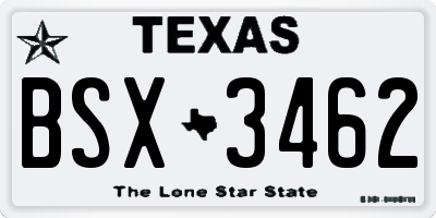 TX license plate BSX3462