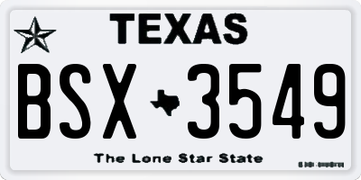 TX license plate BSX3549