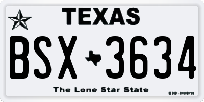 TX license plate BSX3634