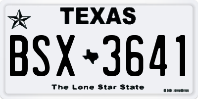 TX license plate BSX3641