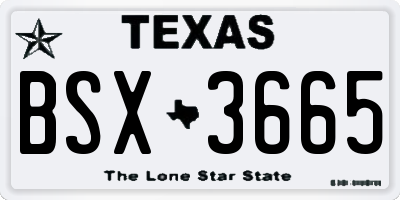 TX license plate BSX3665