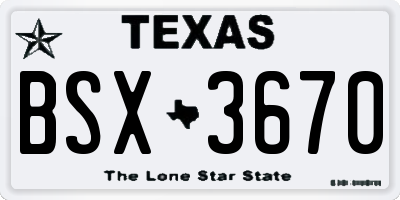 TX license plate BSX3670