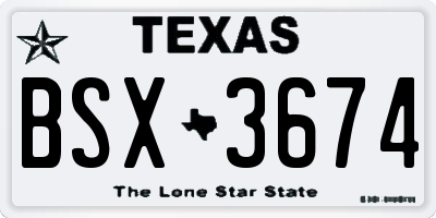 TX license plate BSX3674