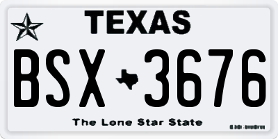 TX license plate BSX3676