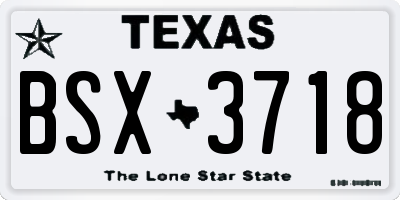 TX license plate BSX3718
