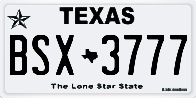 TX license plate BSX3777