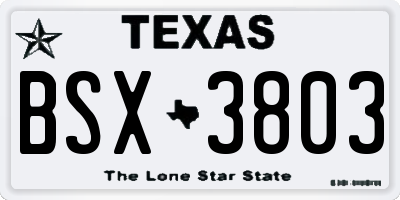 TX license plate BSX3803