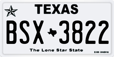 TX license plate BSX3822