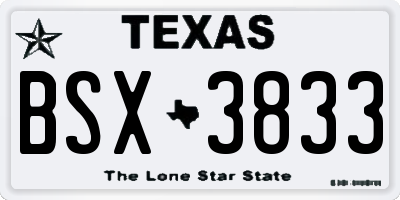 TX license plate BSX3833