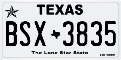 TX license plate BSX3835