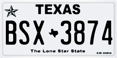TX license plate BSX3874