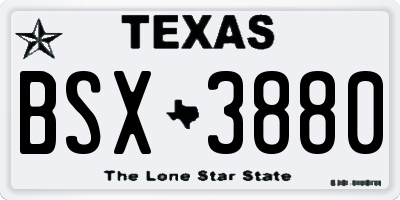 TX license plate BSX3880