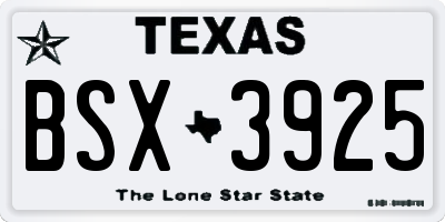 TX license plate BSX3925