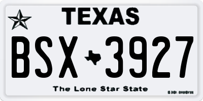 TX license plate BSX3927