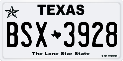 TX license plate BSX3928