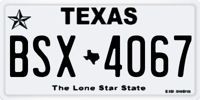 TX license plate BSX4067