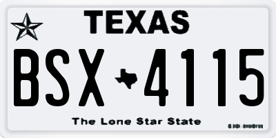 TX license plate BSX4115