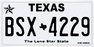 TX license plate BSX4229