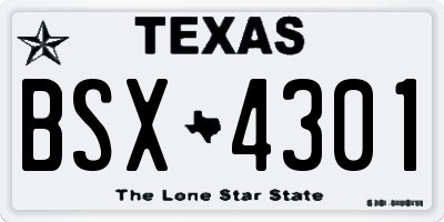 TX license plate BSX4301