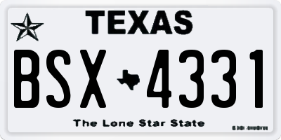 TX license plate BSX4331