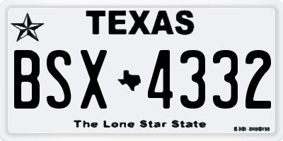 TX license plate BSX4332