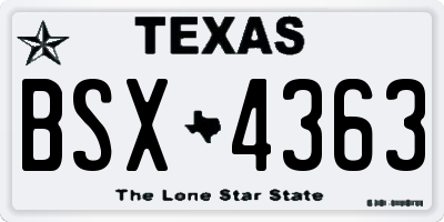 TX license plate BSX4363
