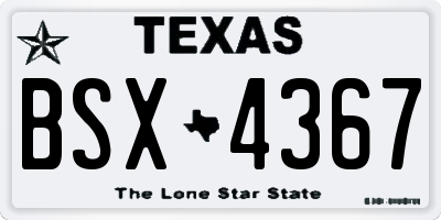 TX license plate BSX4367