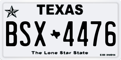 TX license plate BSX4476