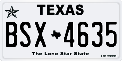 TX license plate BSX4635