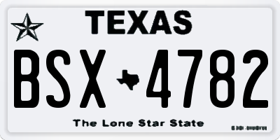 TX license plate BSX4782