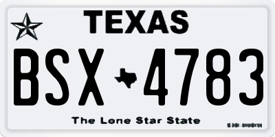 TX license plate BSX4783
