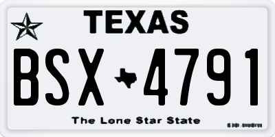 TX license plate BSX4791