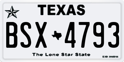 TX license plate BSX4793