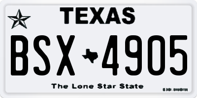 TX license plate BSX4905