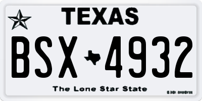 TX license plate BSX4932