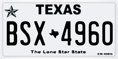 TX license plate BSX4960