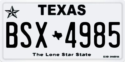 TX license plate BSX4985