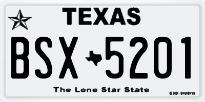 TX license plate BSX5201
