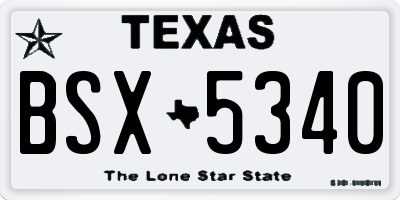 TX license plate BSX5340