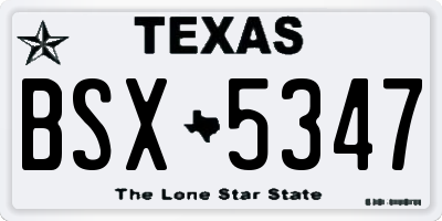 TX license plate BSX5347