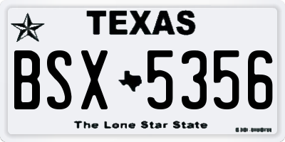 TX license plate BSX5356