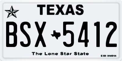 TX license plate BSX5412