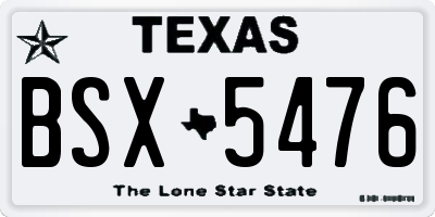 TX license plate BSX5476
