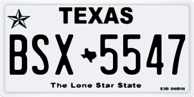 TX license plate BSX5547