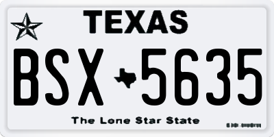 TX license plate BSX5635