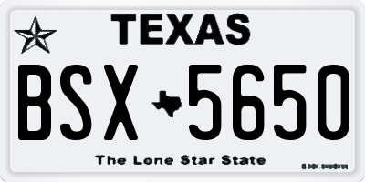 TX license plate BSX5650