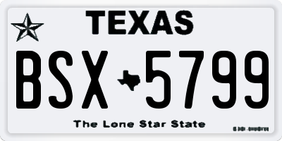 TX license plate BSX5799