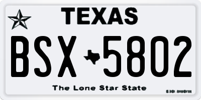 TX license plate BSX5802