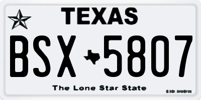 TX license plate BSX5807