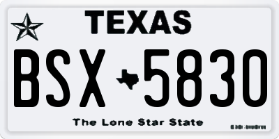 TX license plate BSX5830